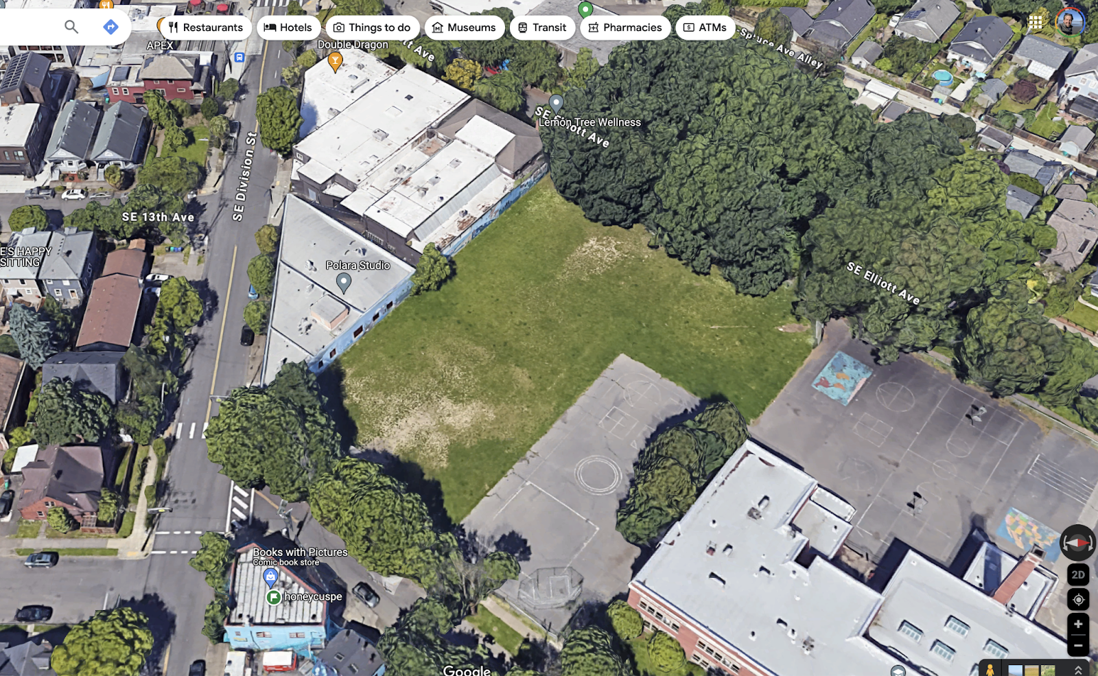 Aerial view of Abernethy campus