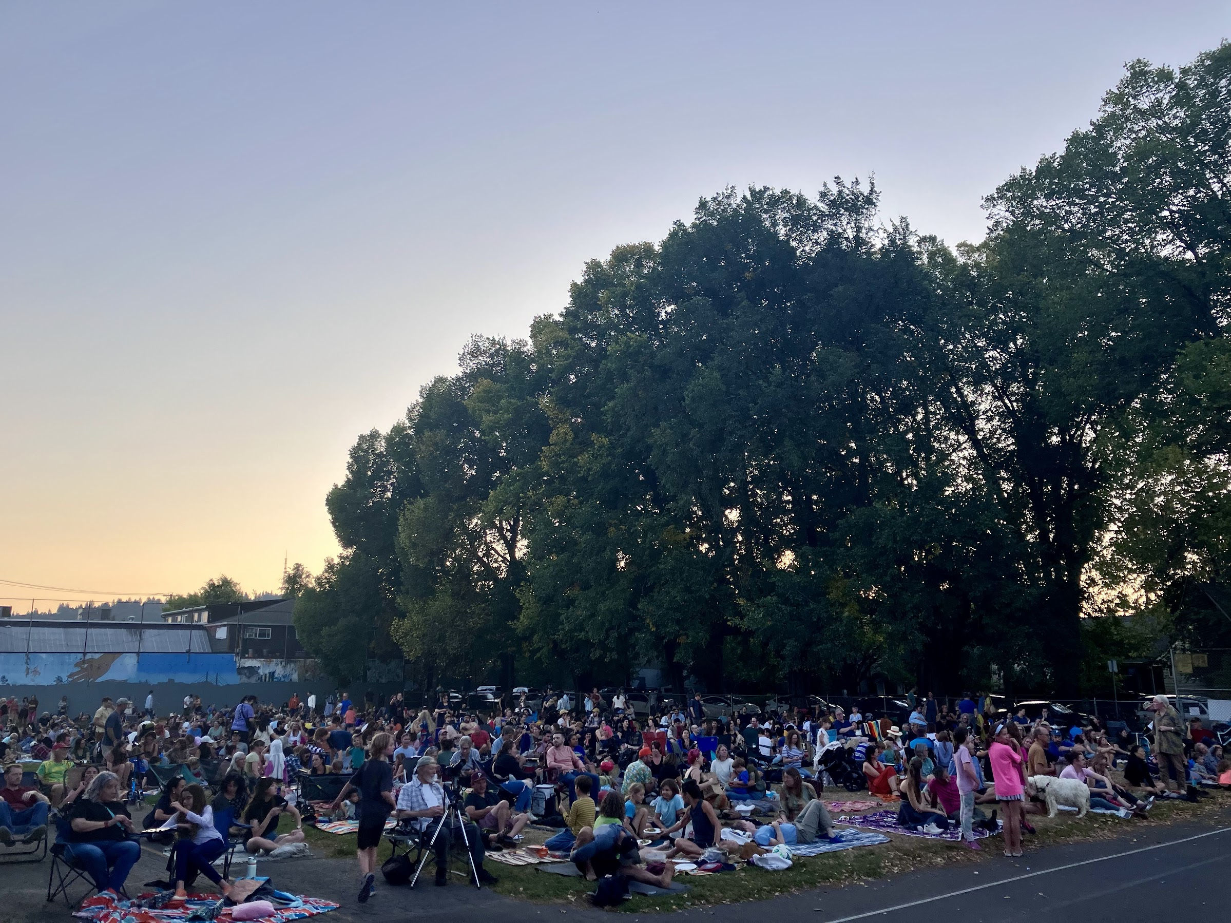 Abernethy community gathering at dusk