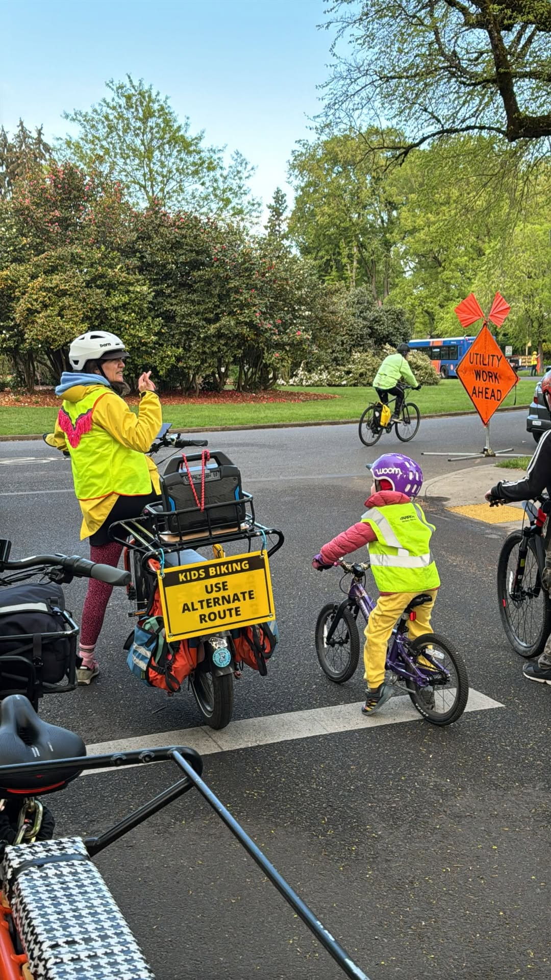 Kid biking to school